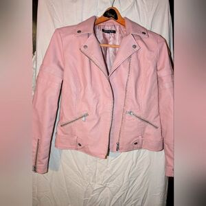 Baccini pink faux leather jacket small